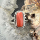 Sterling Silver Southwestern Style Coral Ring Size 7 For Women