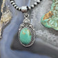 Sterling Silver Southwestern Style Oval Green Turquoise Decorated Pendant For Women