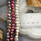 Sterling Silver 3 Strands Pink,Black,Gray Freshwater Pearl 17'-19" Necklace