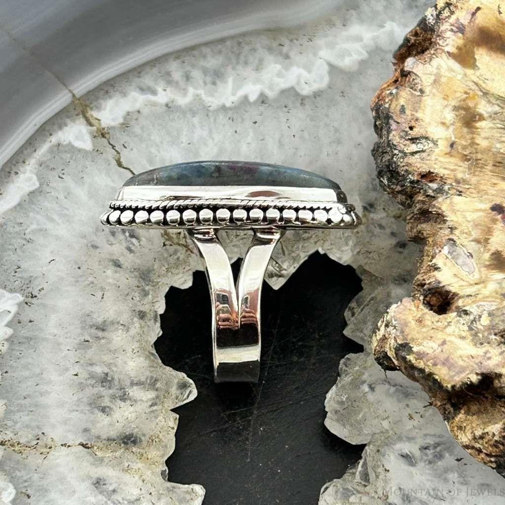 Sterling Silver Southwestern Style Oval Stichtite Ring Size 7 For Women