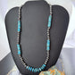 Sterling Silver Southwestern Style Blue Turquoise Beads & Starling Beads 19" Necklace For Women