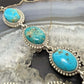 Sterling Silver Southwestern Style Oval Kingman Turquoise Lariat 28" Necklace For Women