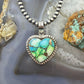 Sterling Silver Southwestern Style Mohave Green Turquoise Heart Pendant For Women