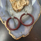 Carolyn Pollack Sterling Silver Maroon Braided Leather Hoop Earrings For Women