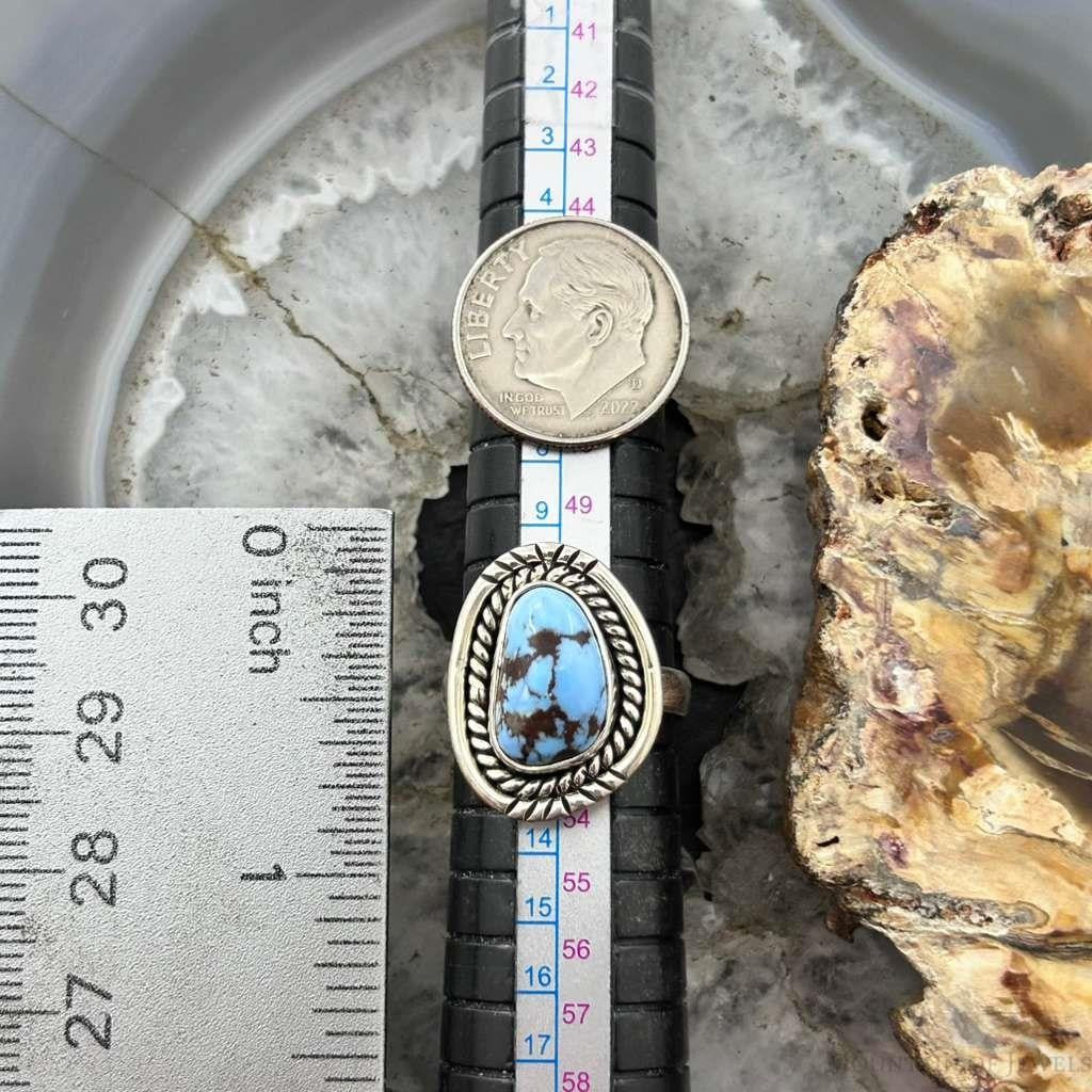 Sterling Silver Southwestern Style Golden Hill Turquoise Ring Size 6 For Women