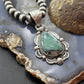 Sterling Silver Southwestern Style Teardrop Emerald Decorated Pendant For Women