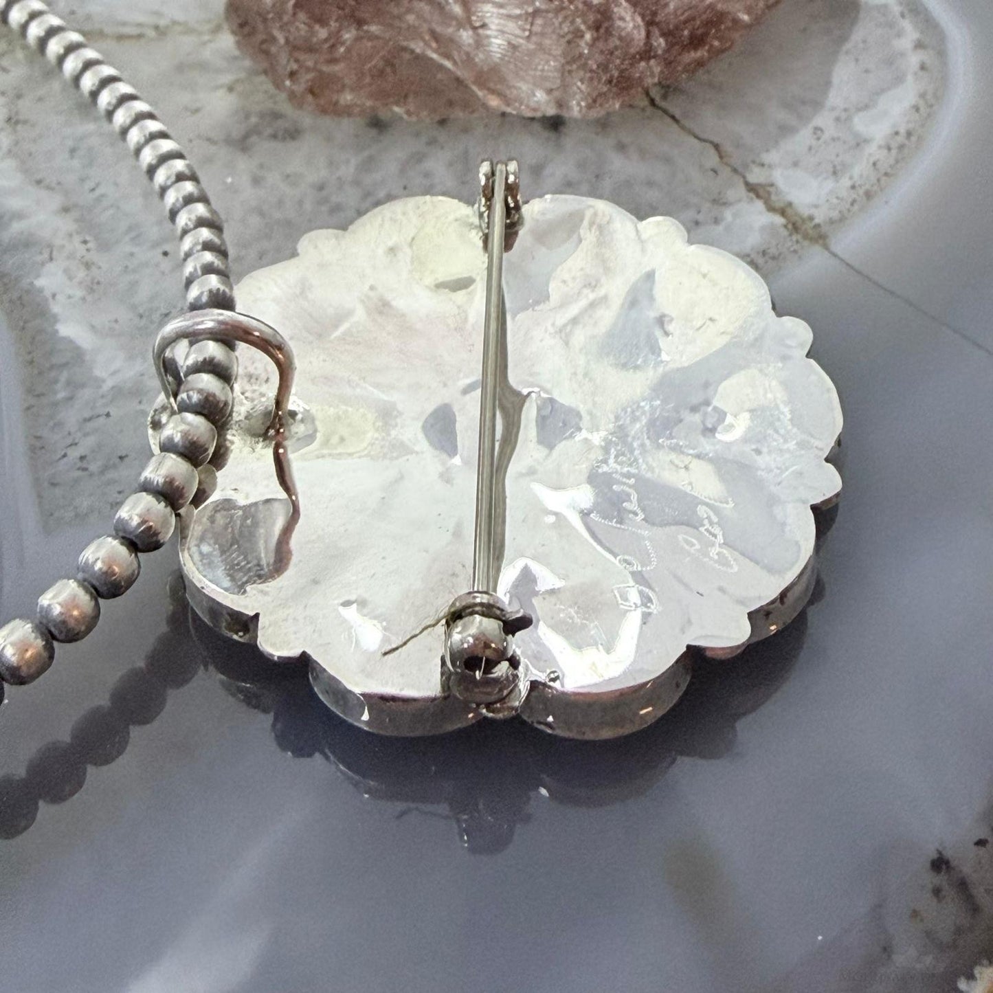 Delwin Gasper Zuni Sterling Silver Multistone Inlay Sunface Pendant/Brooch For Women