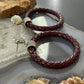 Carolyn Pollack Sterling Silver Maroon Braided Leather Hoop Earrings For Women
