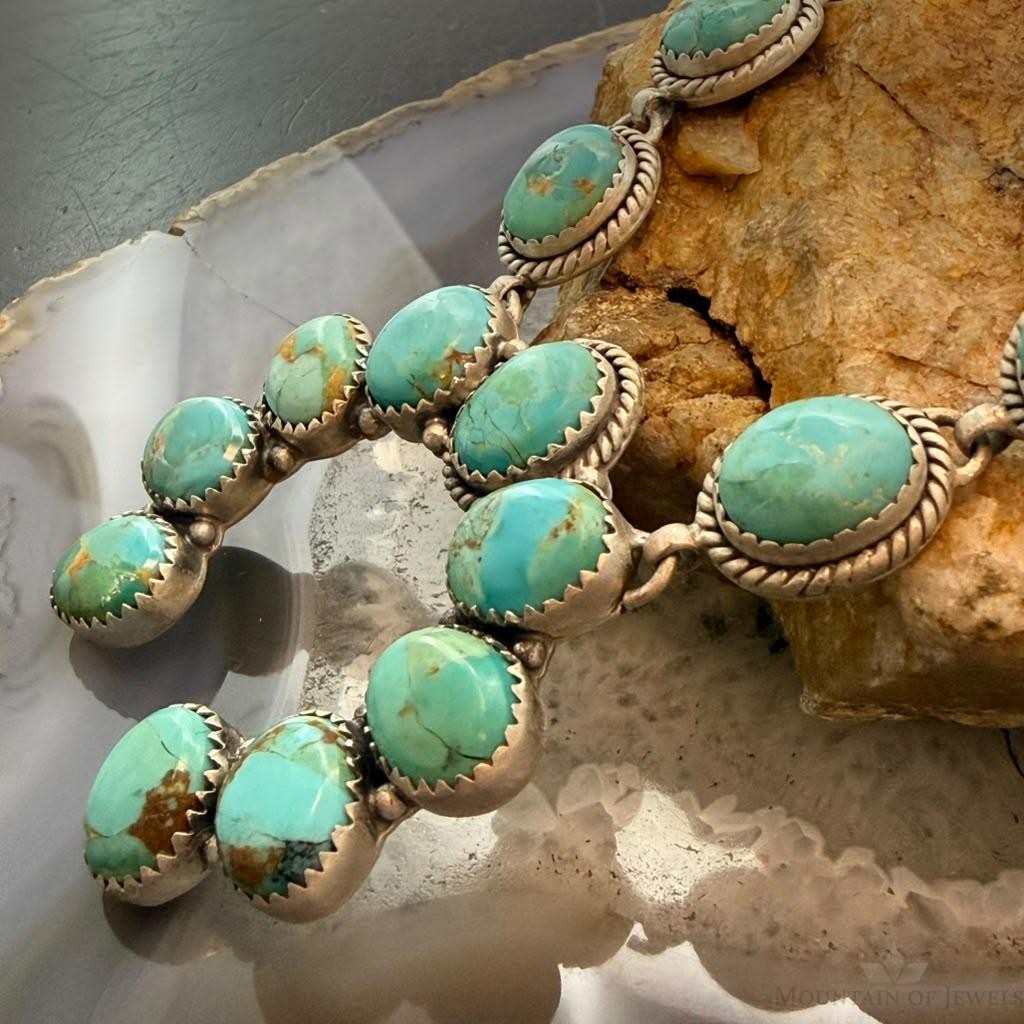Sterling Silver Southwestern Style Mohave Turquoise Naja Necklace For Women