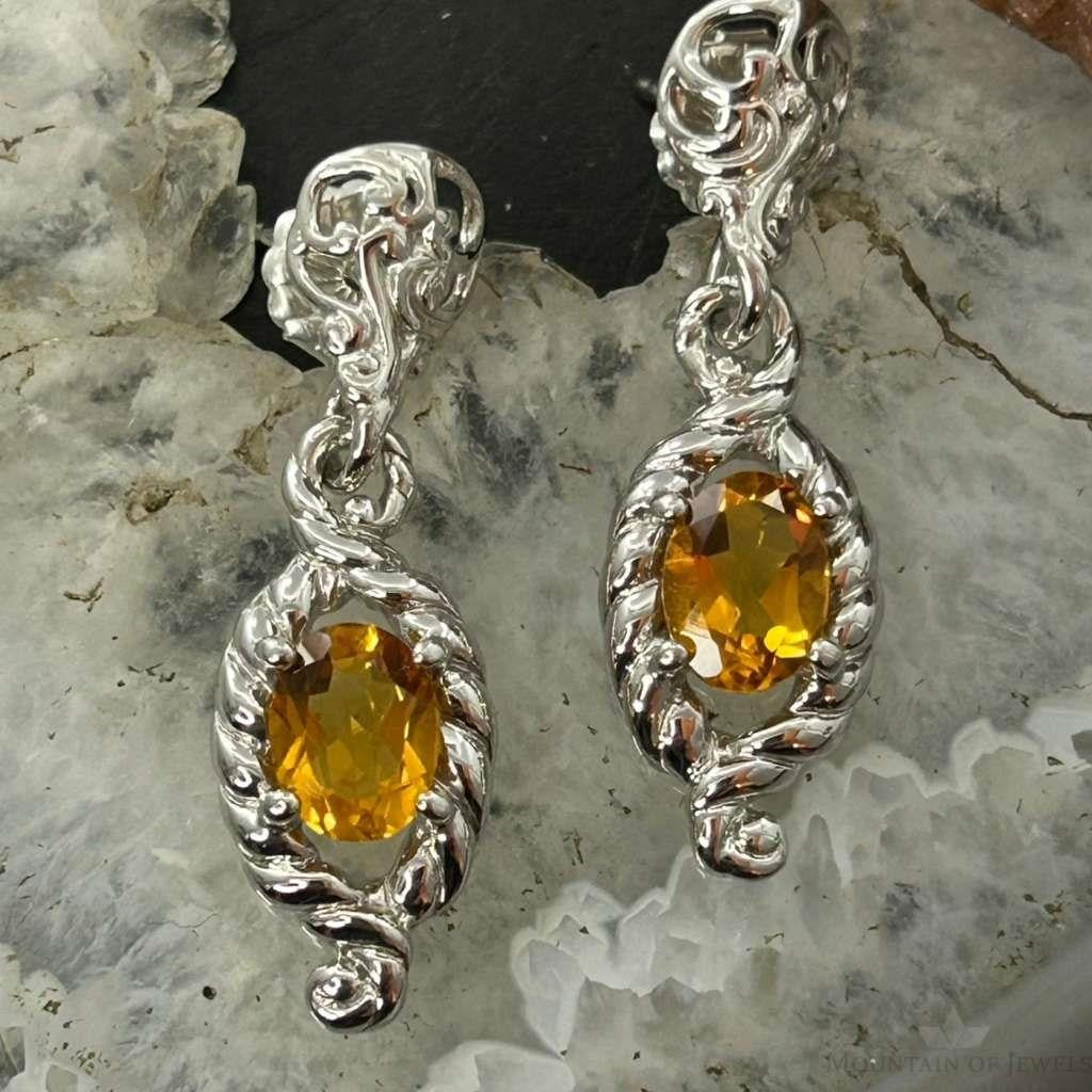 Carolyn Pollack Sterling Silver Faceted Citrine Dangle Earrings For Women