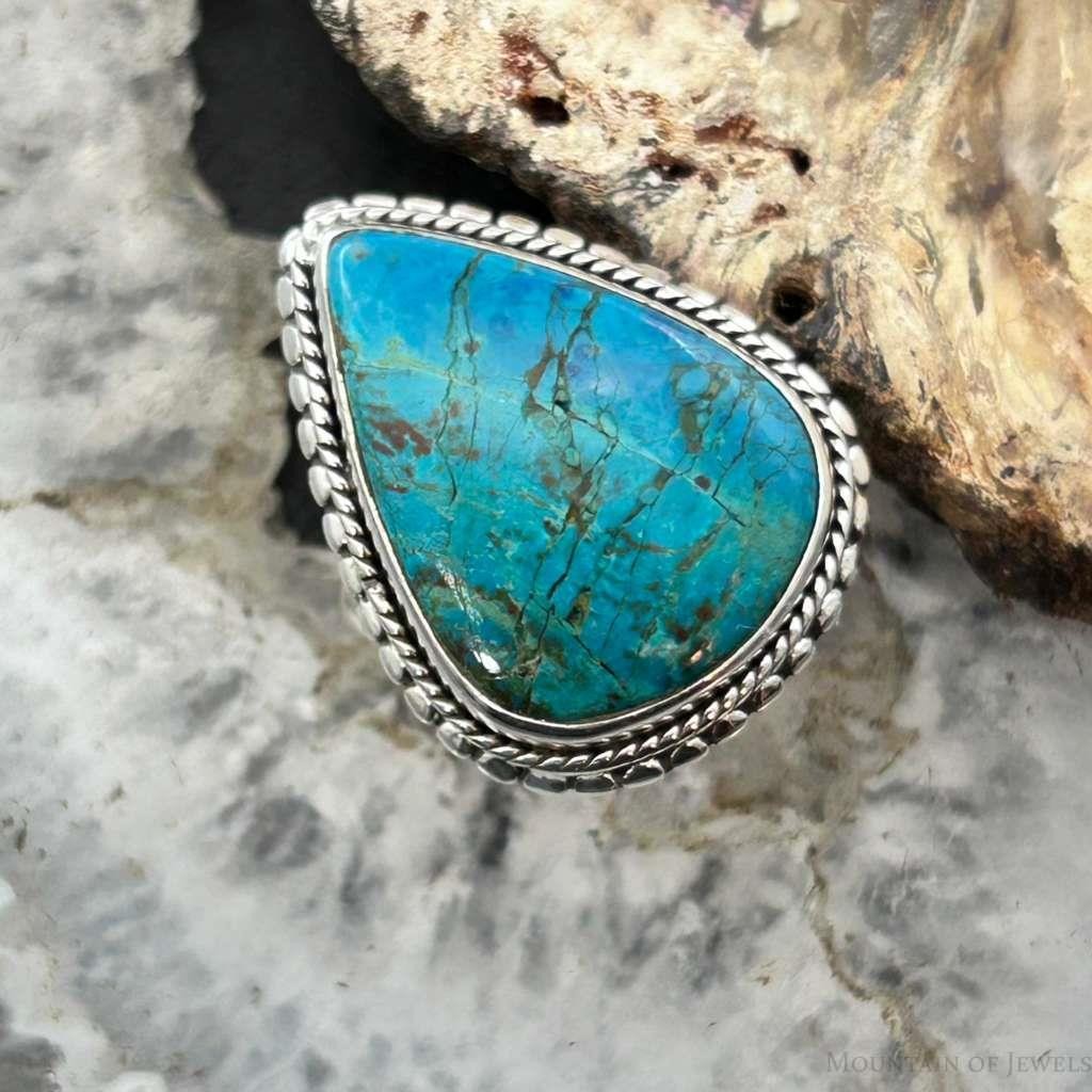 Sterling Silver Southwestern Style Teardrop Shattuckite Ring Size 7 For Women