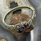 Carolyn Pollack Sterling Silver Faceted Amethyst Overlapping Decorated Hinged Bracelet