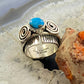 Alex Sanchez Sterling Silver Turquoise Petroglyph Band Ring Size 8.75 For Women
