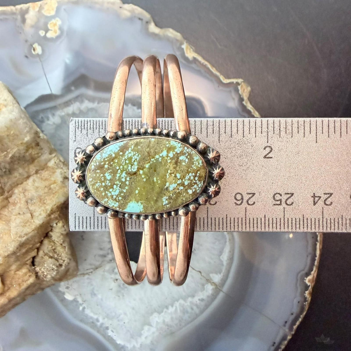 Copper Southwestern Style Turquoise #8 Decorated Cluster Bracelet For Women