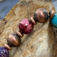Southwestern Style 10mm Copper Navajo Pearl & 10mm Sediment Jasper Stretch Bracelet For Women