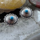 Native American Sterling Silver Repousse Concho with Turquoise Dot Stud Earrings