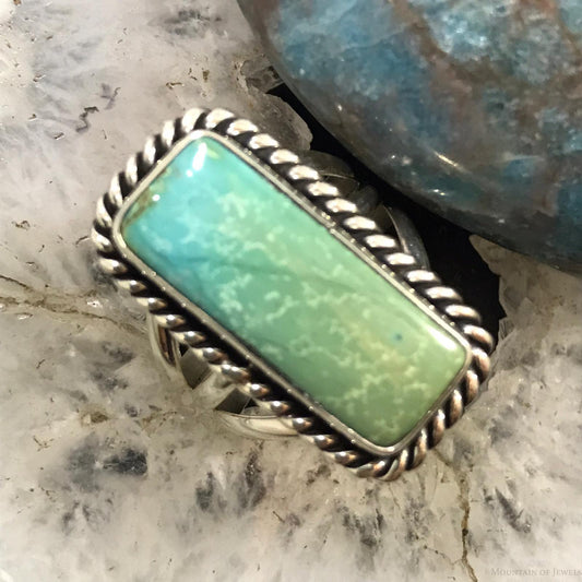 Native American Sterling Silver Turquoise Bar Ring Size 9 For Women #1