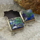 Vintage Sterling Silver Square Azurite Malachite Stud Earrings For Women