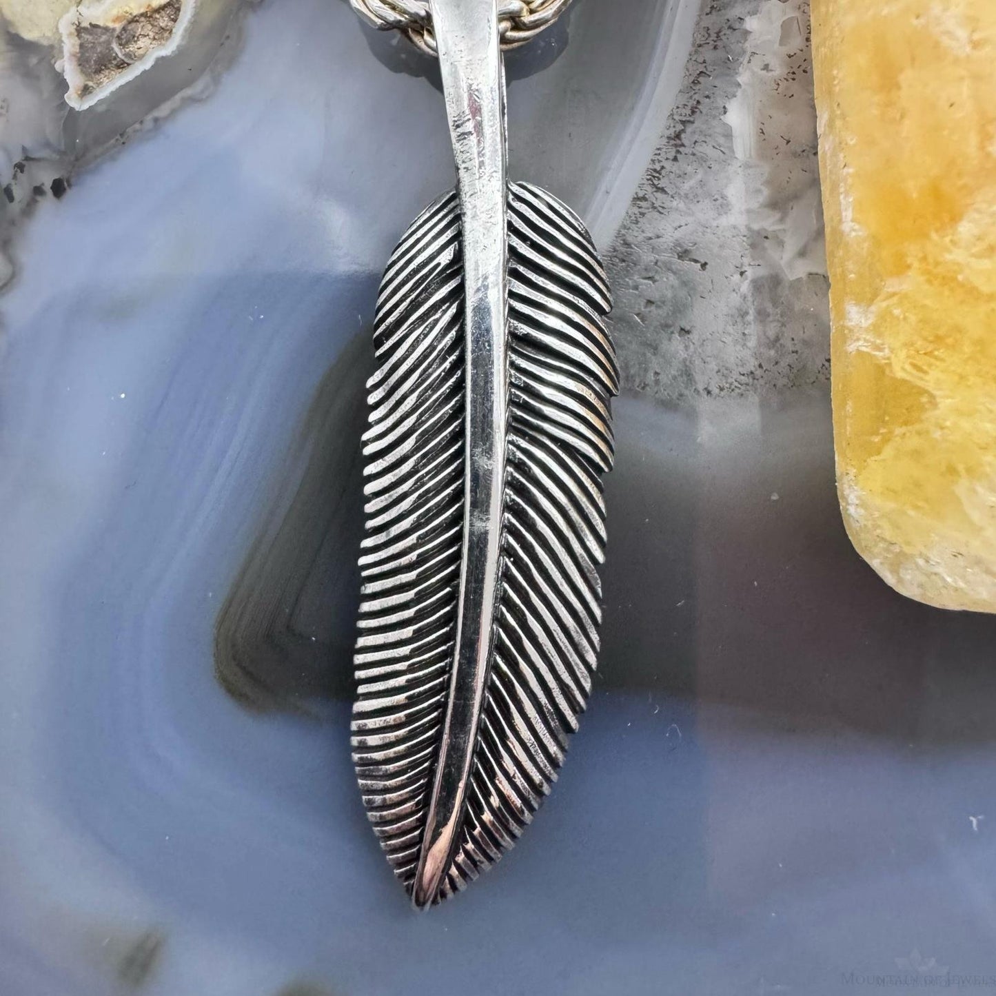 Sterling Silver Southwestern Style Unisex Feather Pendant