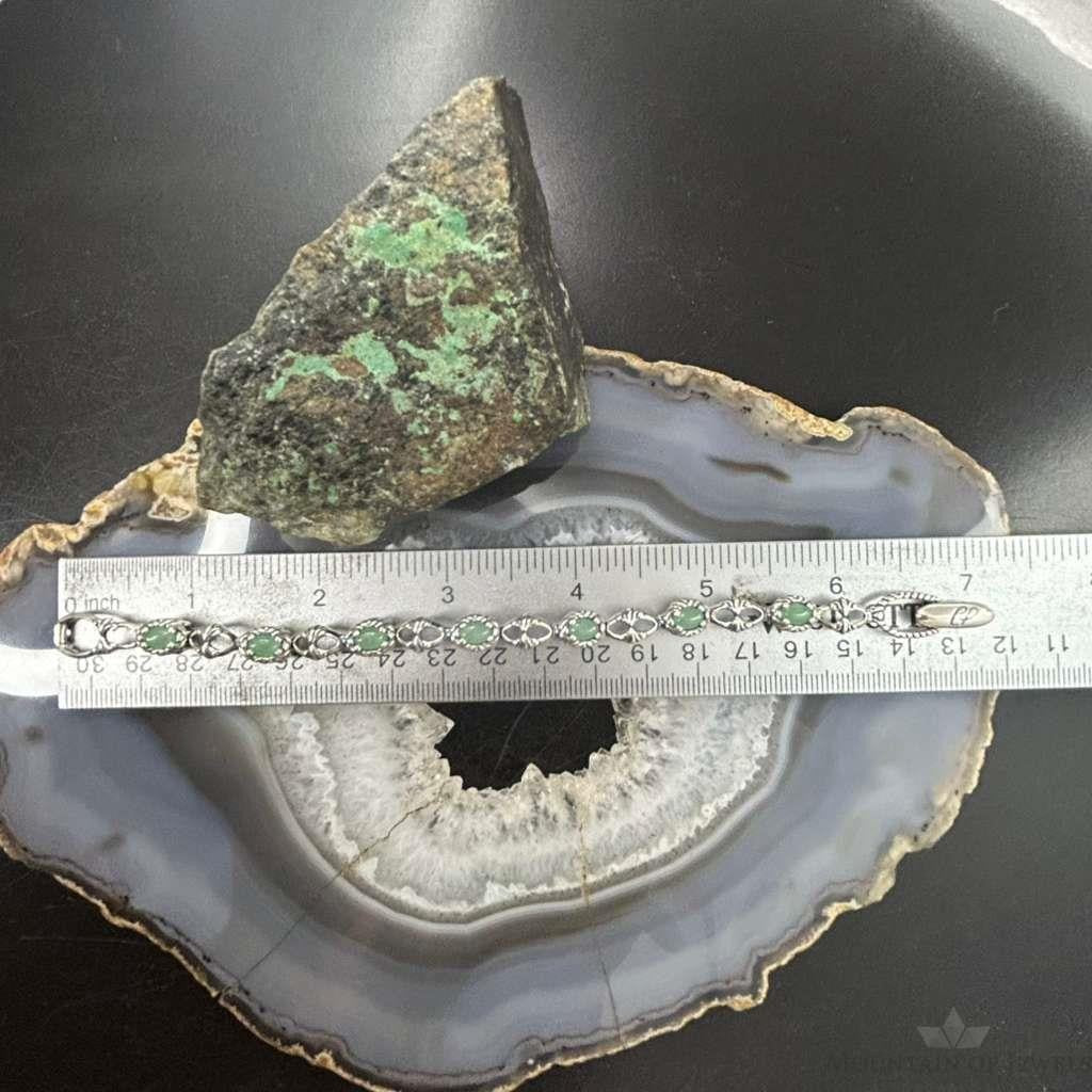 Carolyn Pollack Sterling Silver 7 Oval Aventurine Link Bracelet For Women