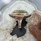 Sterling Silver & 14K Large Oval Jasper and Marcasite Fashion Ring Size 8 For Women
