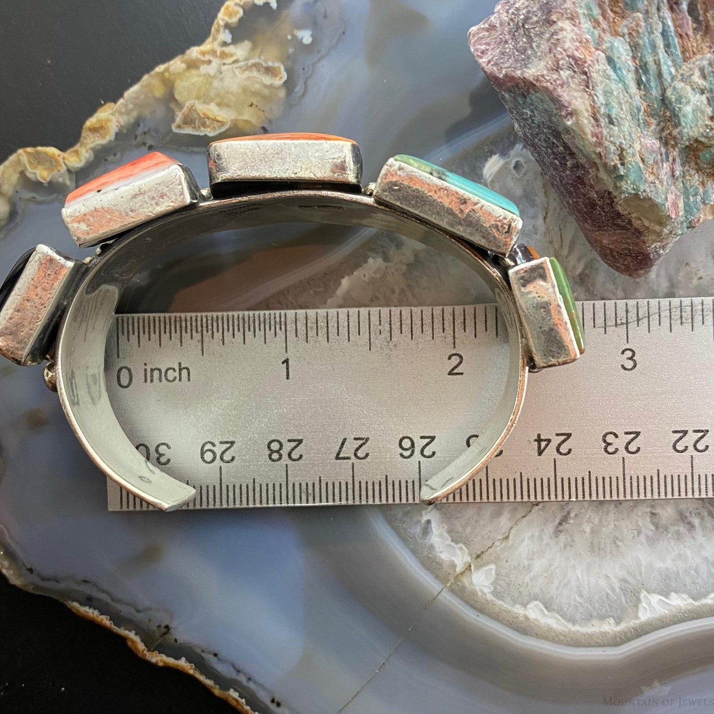Chimney Butte Vintage Sterling Silver Chunky Multi-Stone Bracelet For Women