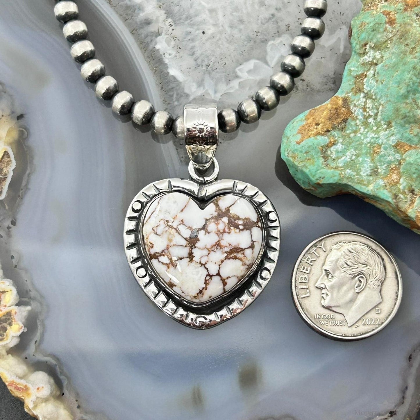 Sterling Silver Southwestern Style Wild Horse Decorated Heart Pendant For Women #2