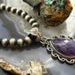 Sterling Silver Southwestern Style Teardrop Charoite Decorated Pendant For Women