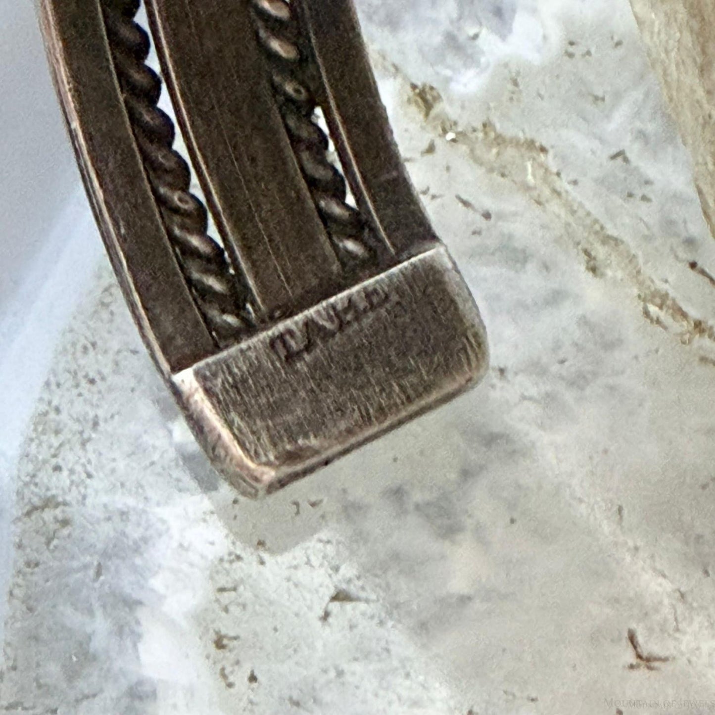 Tahe Vintage Native American Sterling Silver Stripes & Rope Bracelet For Women