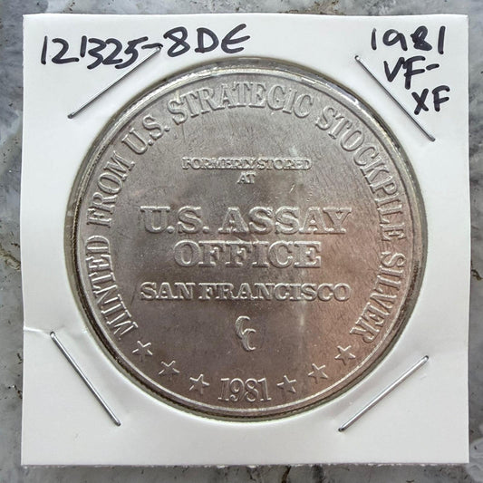 1981 1.0 Troy Ounce .999 Fine Silver Trade Unit Minted Stockpile VF-XF #121325-8DE