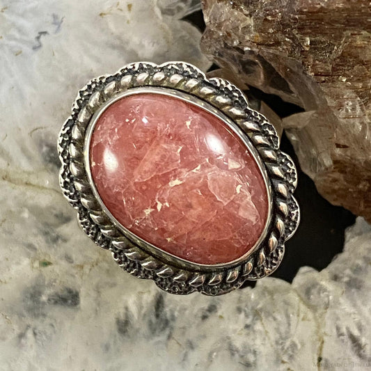 Carolyn Pollack Sterling Silver Oval Rhodonite Decorated Ring Variety of Sizes