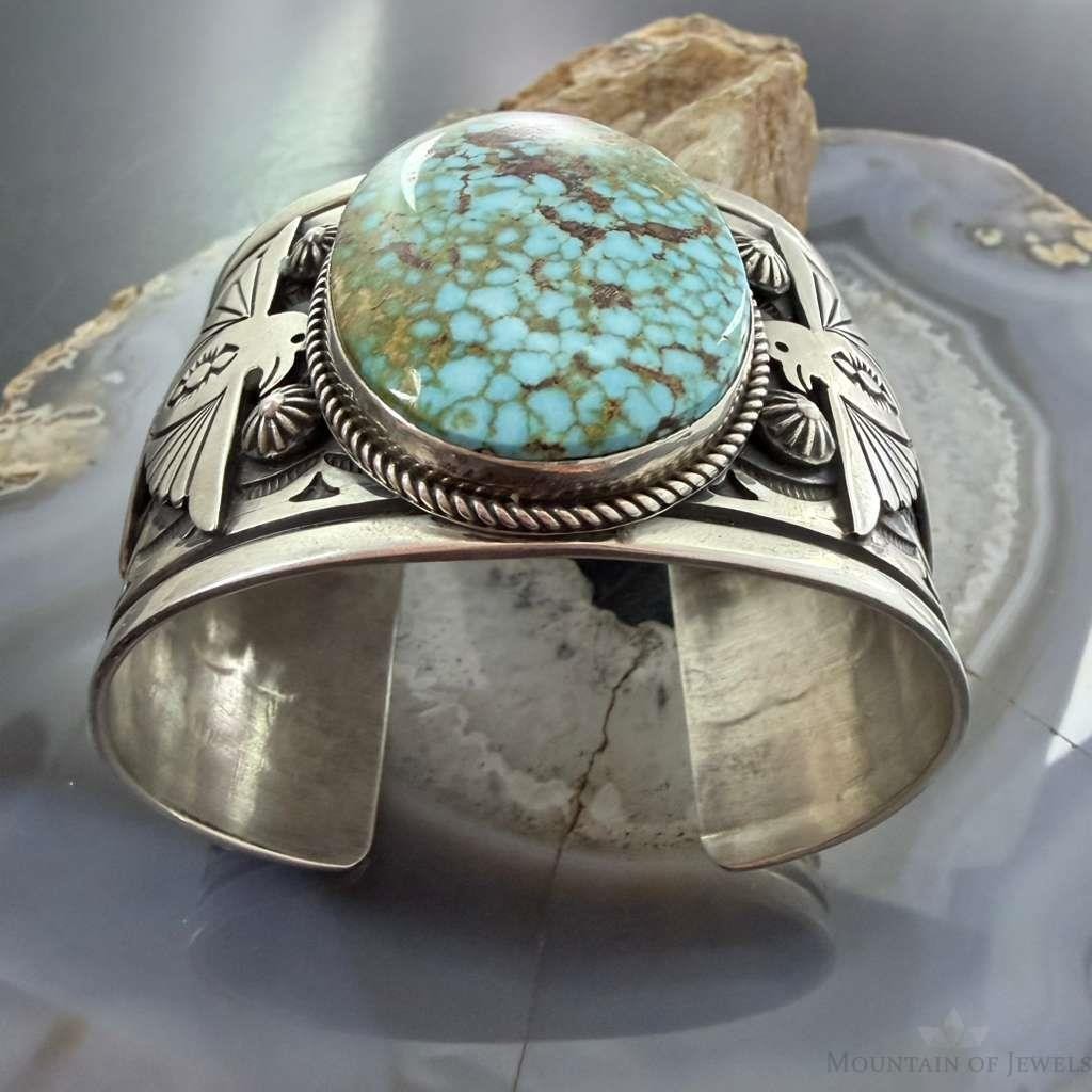 Albert Jake Navajo Native American Sterling Silver High Grade Turquoise Unisex Bracelet