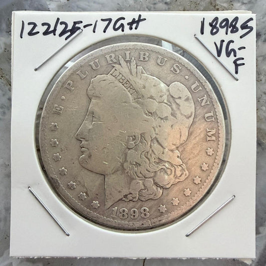 US 1898-S 90% Morgan Silver Dollar VG-F #122125-17GH