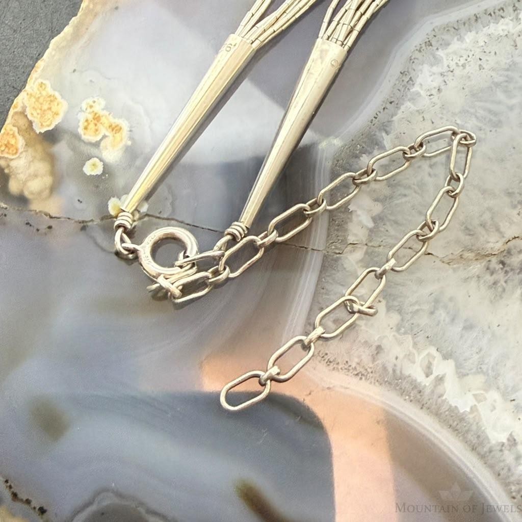 Vintage Liquid Silver 10 Strands w/Pendant Bear & Turquoise Necklace For Women