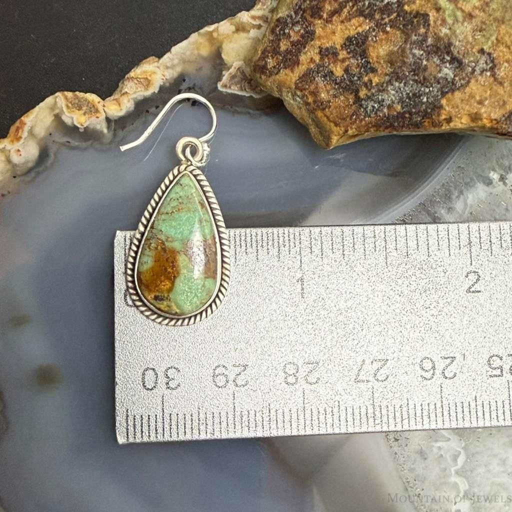 Sterling Silver Southwestern Style Teardrop Turquoise Dangle Earrings For Women #1