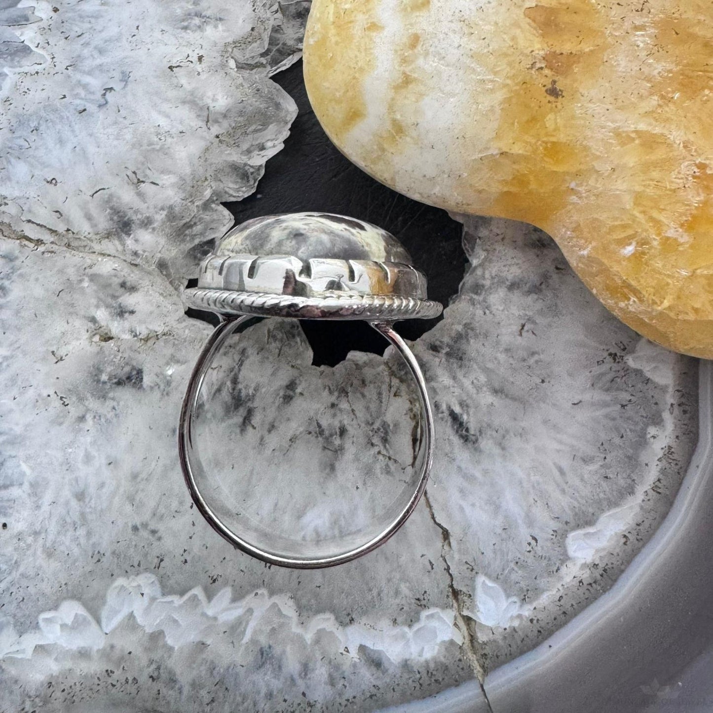Sterling Silver Southwestern Style Teardrop Asteroid Jasper Ring Size 9.5 For Women