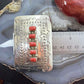 Joann Begay Native American Sterling Silver 5 Coral Stamped Belt Buckle For Men