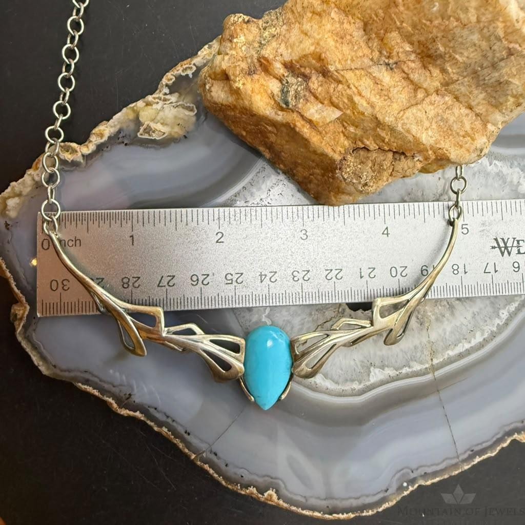 Carolyn Pollack Sterling Silver Teardrop Turquoise 17" Necklace For Women