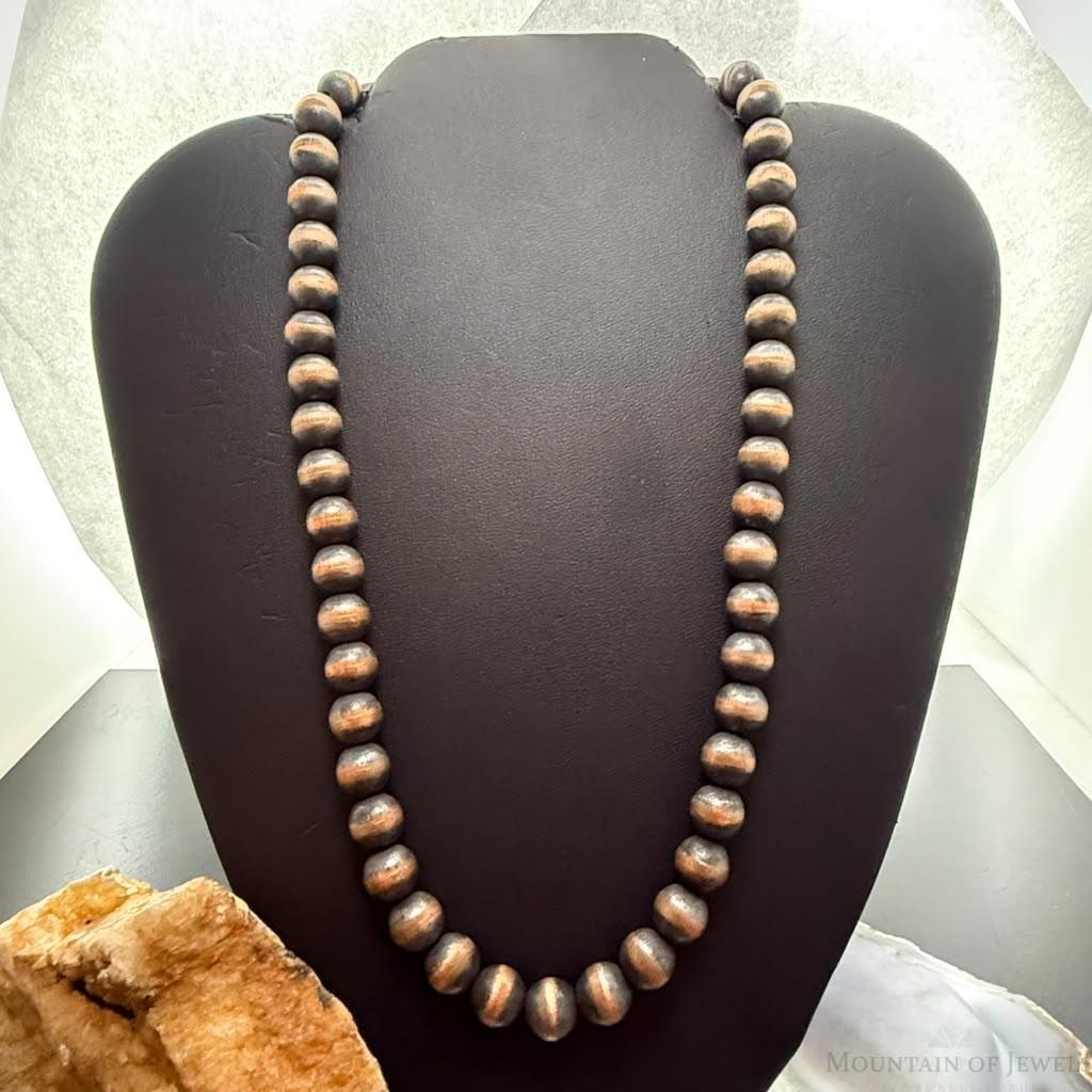 Copper Navajo Pearl Beads 10 mm Necklace Length 20"-22" For Women