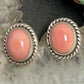 Sterling Silver Southwestern Style Oval Pink Conch Stud Earrings For Women