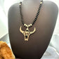 Frank Chavez Sterling Silver Native American Long Horn on Onyx 21" Necklace For Women