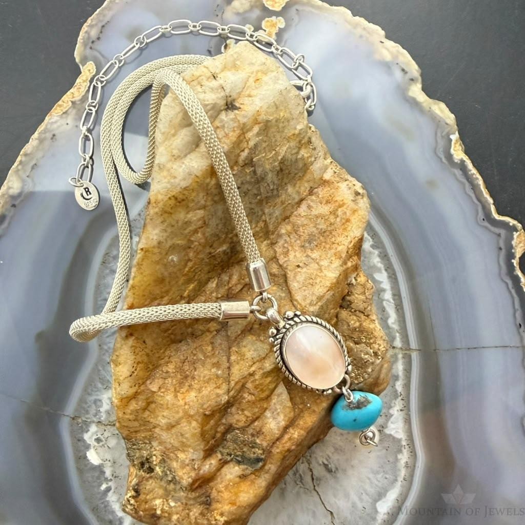Carolyn Pollack Sterling Silver Moonstone,Turquoise,Pearl 14"-18" Necklace For Women