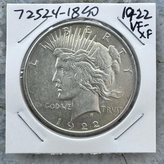 1922 90% US Peace Silver Dollar VF-XF #72524-18GO