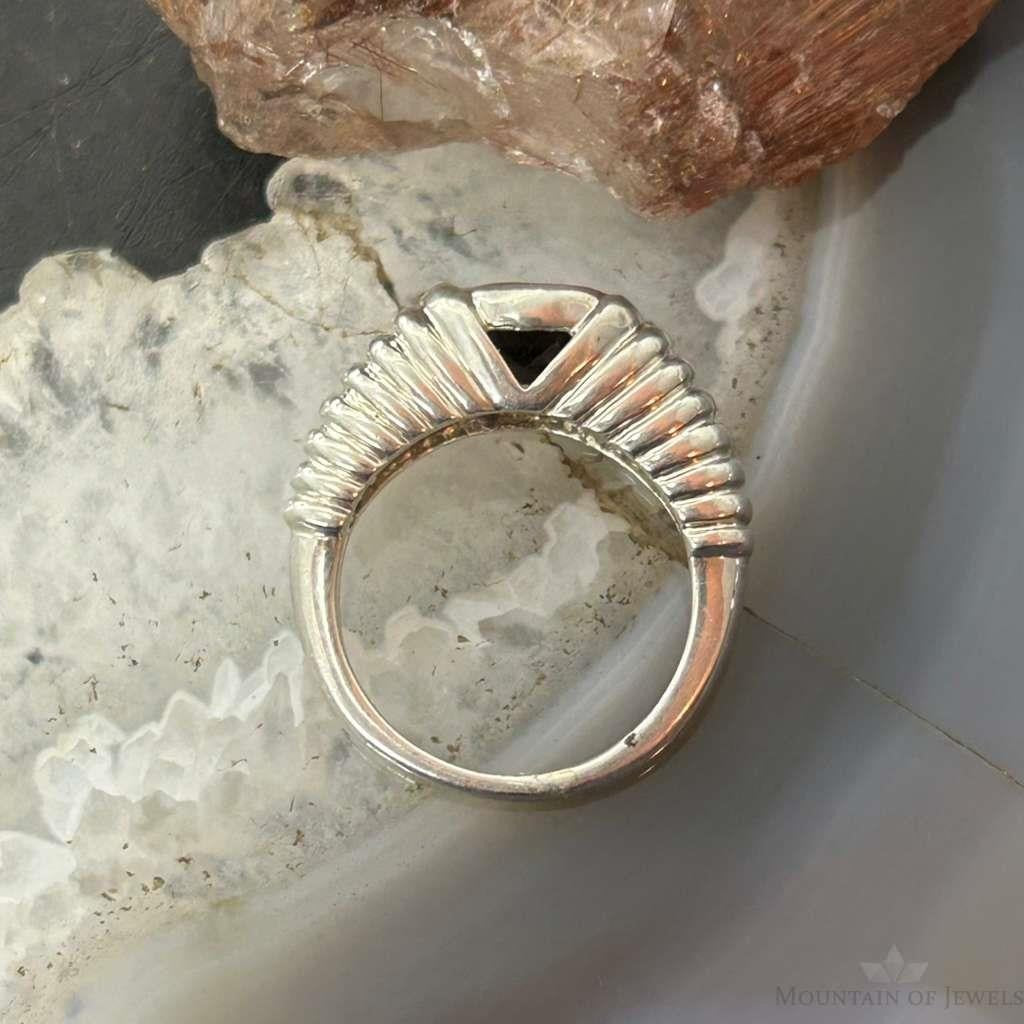 Carolyn Pollack Sterling Silver Faceted Smokey Quartz Decorated Ring Size 6.25 For Women