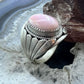 Native American Sterling Silver Oval Pink Conch Decorated Shield Ring Size 11 For Men