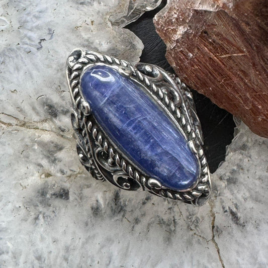 Carolyn Pollack Sterling Silver Elongated Oval Blue Quartz Decorated Ring Variety of Sizes