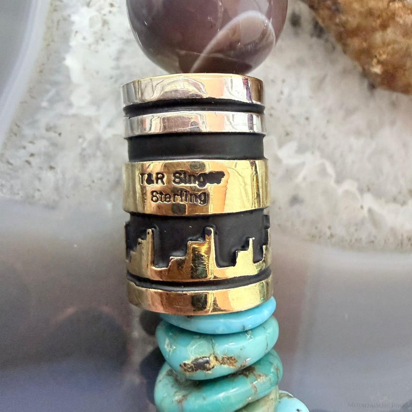 Tommy & Rosita Singer Sterling Turquoise & Multistone Beads 21" Necklace