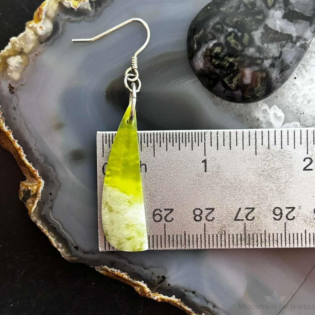 Sterling Silver Half Moon Vesuvianite Slab Dangle Earrings For Women #329