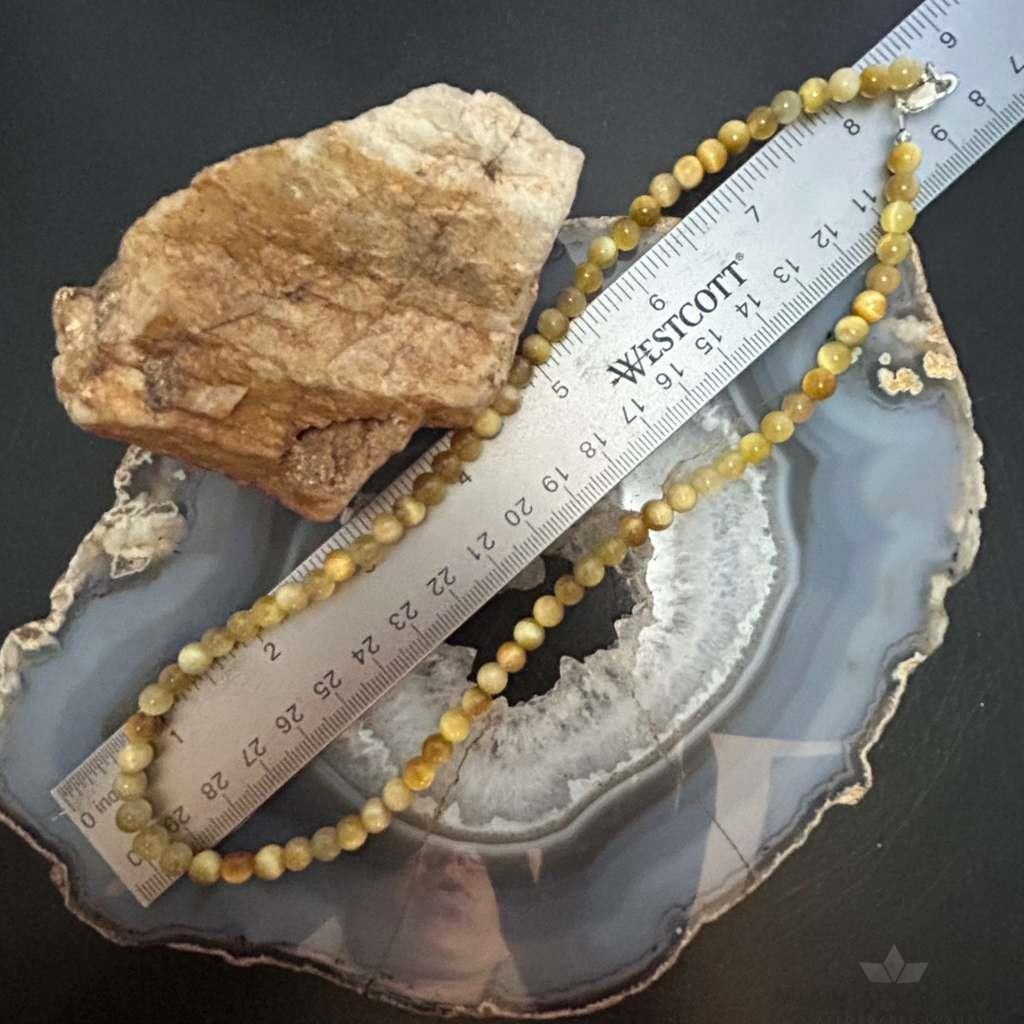 Sterling Silver 6mm Golden Tiger's Eye Beads 18" Necklace For Women