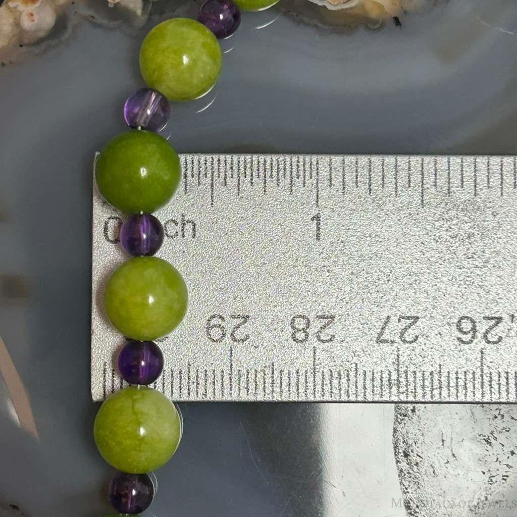 Sterling Silver 10mm Round Peridot & Amethyst 16" Necklace For Women